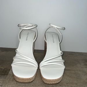 Marc Fisher Strappy Espadrilles White Wedge Size 10M